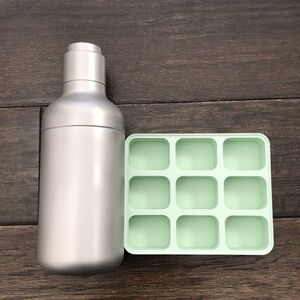 2 PC Nespresso Barista Shaker Ice Tray Set Stainless Silicon Mint Green NEW